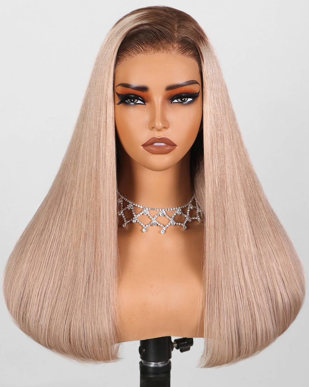 Arabella 5x6 Ready to Go Glueless Wigs Human Hair 20/Ash Blonde Ombre Lace Front Wigs 100% Human Hair Real 230% Density Pre Cut Lace Pre Plucked Straight Wig Human hair (18inch, 5X6 Straight Wig)