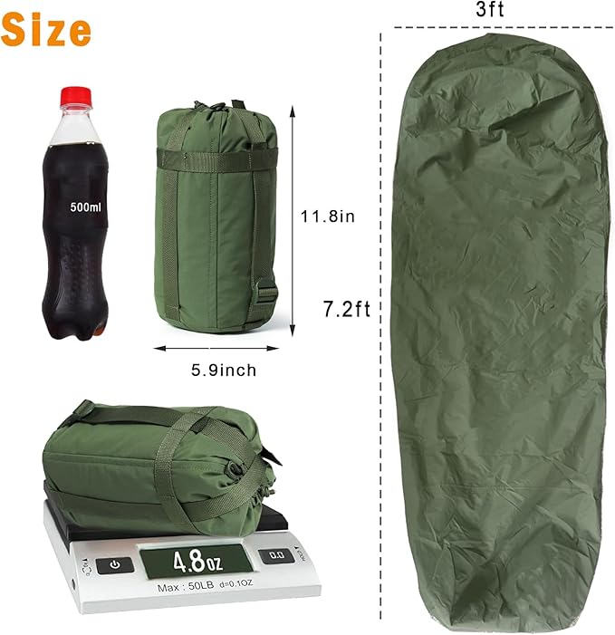 Bivy Cover Sack for Military Army Modular Sleeping System, Waterproof Outer Shell for Sleeping Bag, Minimalist Stealth Shelter