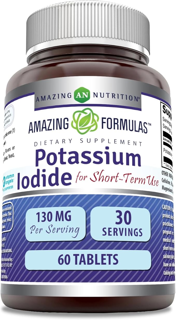 Amazing Formulas Potassium Iodide (for Short-Term Use) | 130 Mg per Serving | 60 Tablets | Non-GMO | Gluten-Free | Made in USA