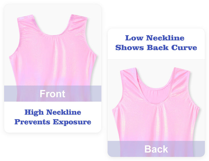 Domusgo Girls Leotards for Gymnastics Size 5-6 Years Old Shiny Pink One Piece Biketards