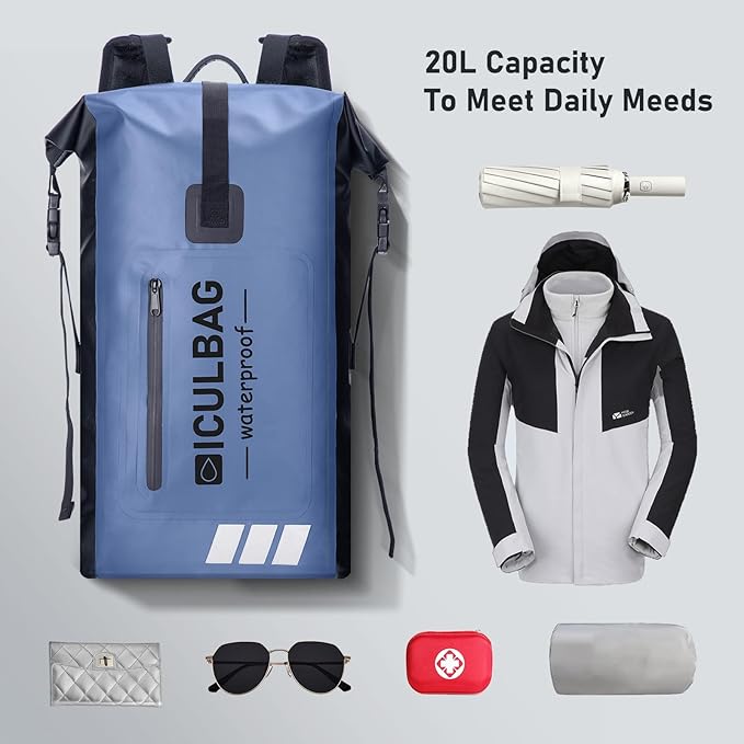 Waterproof Backpack For Women Men Dry Bags Waterprof Bags for Kayaking Boating Travele Hiking Camping Dry Bag 20L