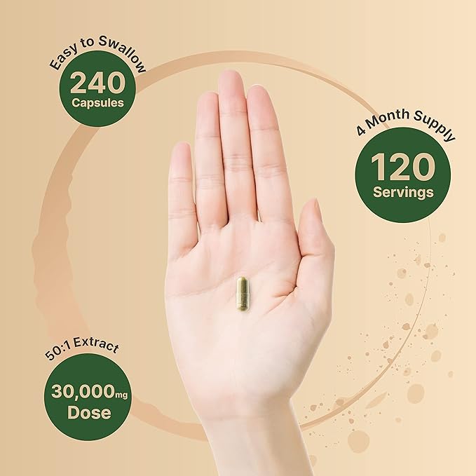 Olive Leaf Extract 30000mg, 240 Capsules | 40% Active Oleuropein, 50:1 Herbal Equivalent – Rich in Polyphenol & Flavonoid Antioxidants for Immune & Heart Health – Non-GMO