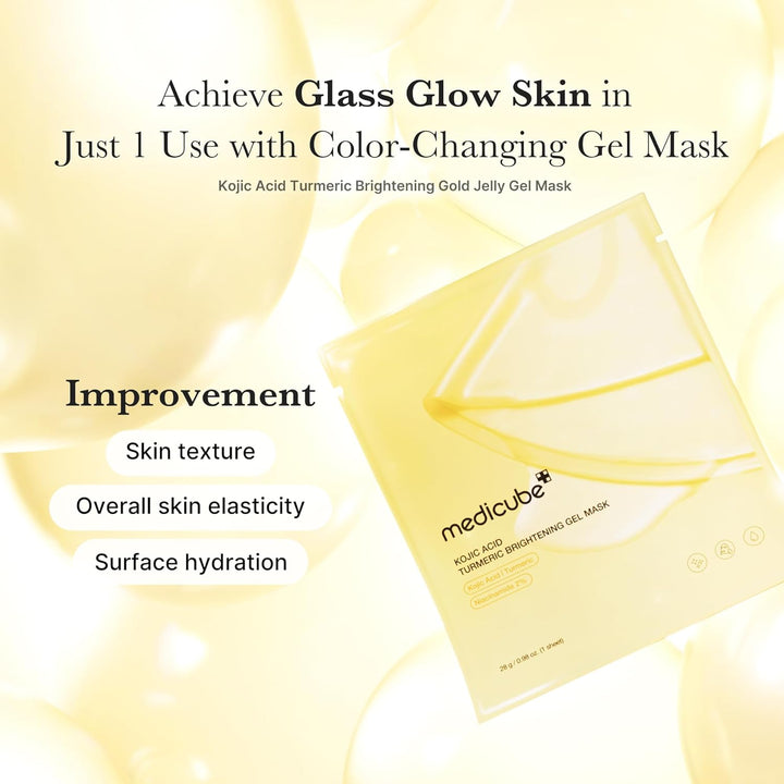 Kojic Acid & Turmeric Brightening Gel Mask | Overnight Hydrating Mask for Glass Skin | Korean Skincare, 28g x 4