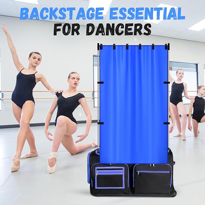 RunNico 59'' x 31.5'' Privacy Curtain for Dance Bag, Portable Dancer Changing Curtain with Storage Bag, Backstage Privacy Changing Room for Training Competition Backstage Outdoor Camping (Blue)