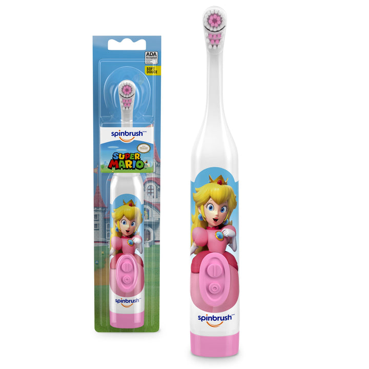 Spinbrush Princess Peach Kid’s Electric Battery Toothbrush, Soft Bristles