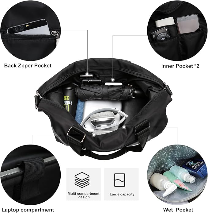 Travel Duffel Bag,Sports Tote Gym Bag,Shoulder Weekender Overnight Bag for Women