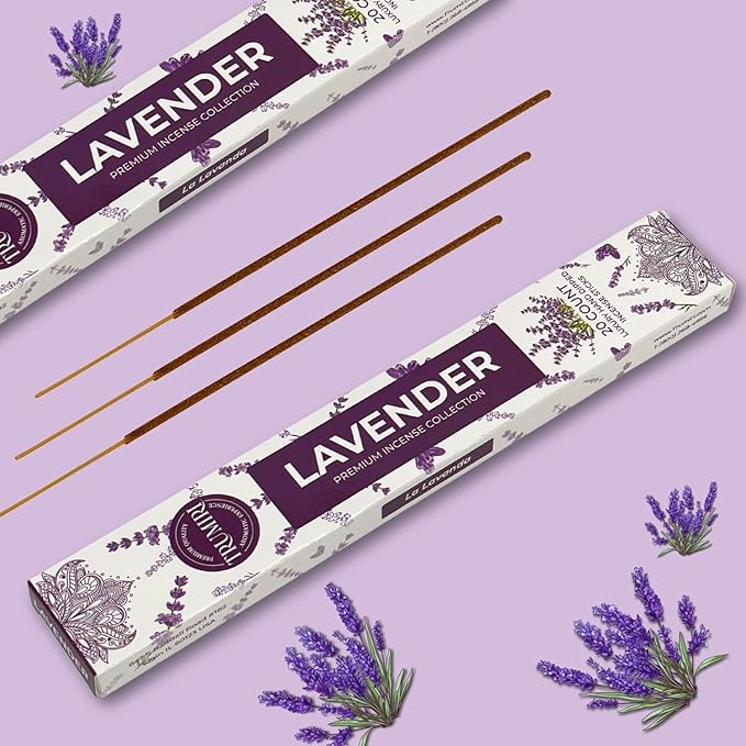 Lavender Incense Sticks - Incienso de Lavanda - Total 40 Insence-Sticks - Dual Pack of 20 Insense - Inciensos - Inscents - Natural Non Toxic Ingredients - Incents - Incence - Inscense - Insents