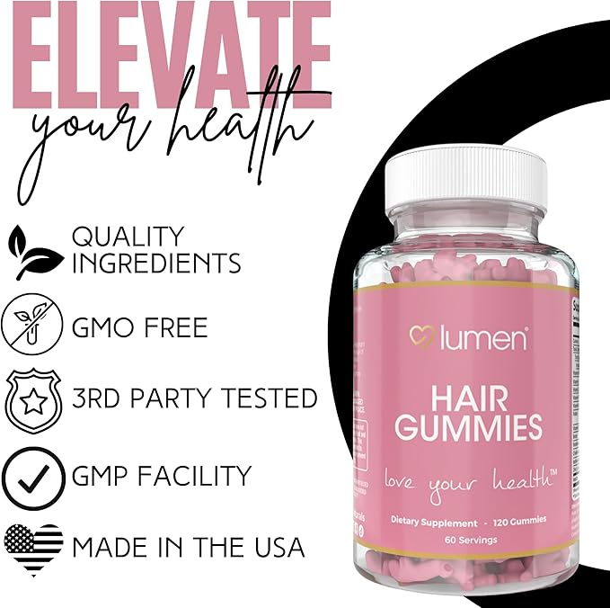 Hair Gummies for Women – with Biotin, Folate, Vitamins A, C, D & E – 120 Gummies – 60 Servings – Delicious, Non-GMO, Gluten-Free Formula (120 Count (Pack of 1))