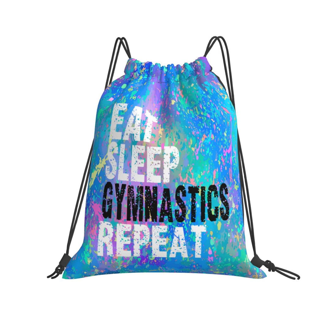 FORATIO Eat Sleep Gymnastics Repeat Drawstring Backpack Gym String Bag Sports Drawstring Sackpack For Women Men