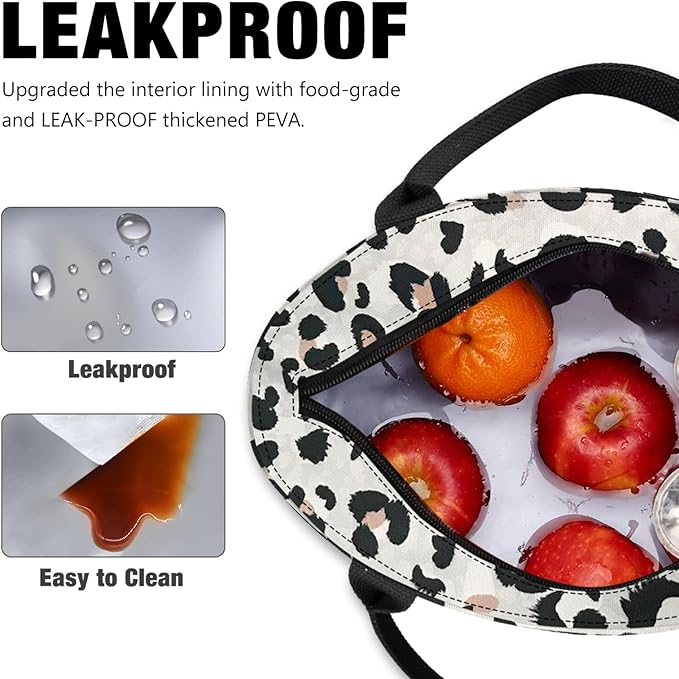 Aosbos Leopard Lunch Bag Women Lunch Bags for Adult Lunch Box for Women Leakproof Insulated Lunch Box Lunch Tote Bag Lunch Cooler Bags, Loncheras Para Mujer, Leopard Print