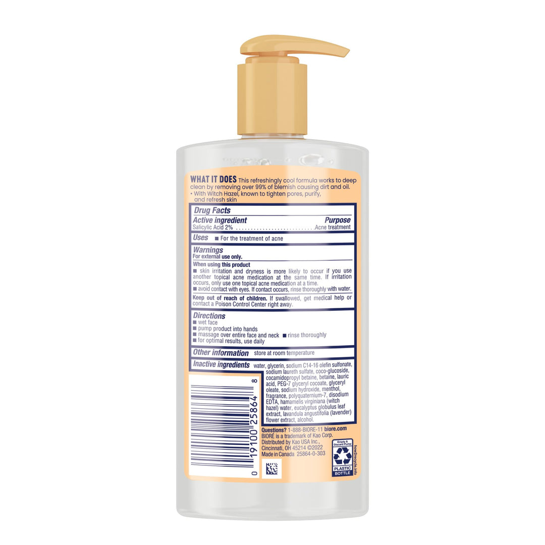 Biore Clear & Breathable Cooling Cleanser with Witch Hazel, Acne Treatment for Face, Face Scrub for Oily Skin, Salicylic Acid Cleanser, 6.77 Oz