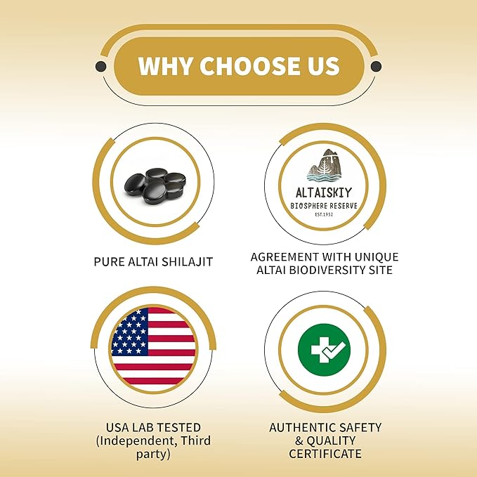 Premium Pure Shilajit Dry Drops Altai Golden Mountains - 120 Count (200 mg) Authentic Safety & Quality Certificate - US Lab Tested Fulvic Acid