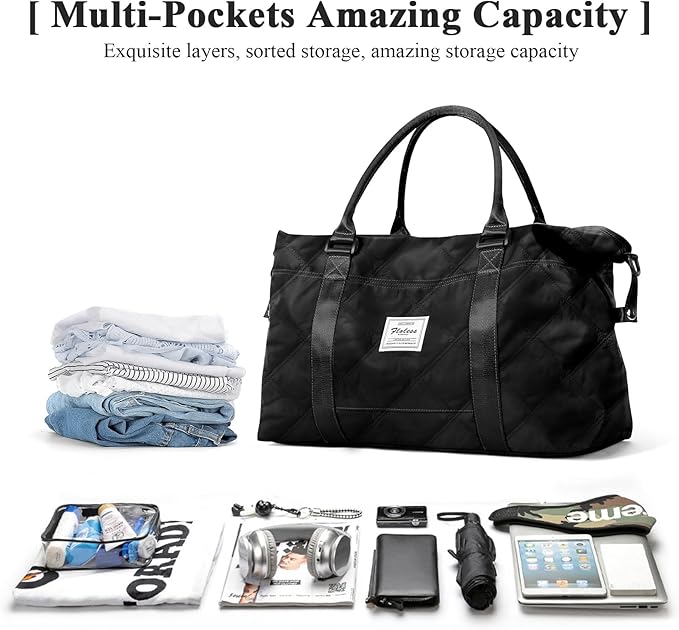 Travel Duffel Bag,Sports Tote Gym Bag,Shoulder Weekender Overnight Bag for Women