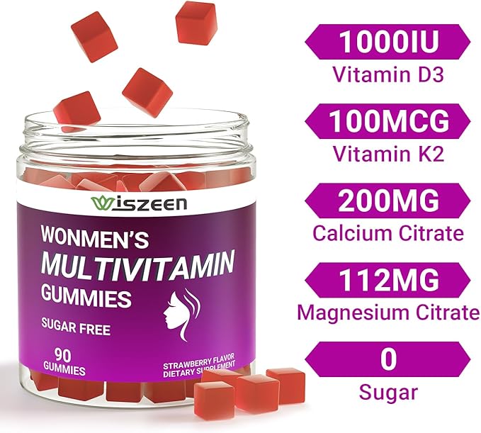 Multivitamin for Women Gummies, Methylated Multivitamins Gummies w/Iron, Vitamin D3 & K2, Calcium