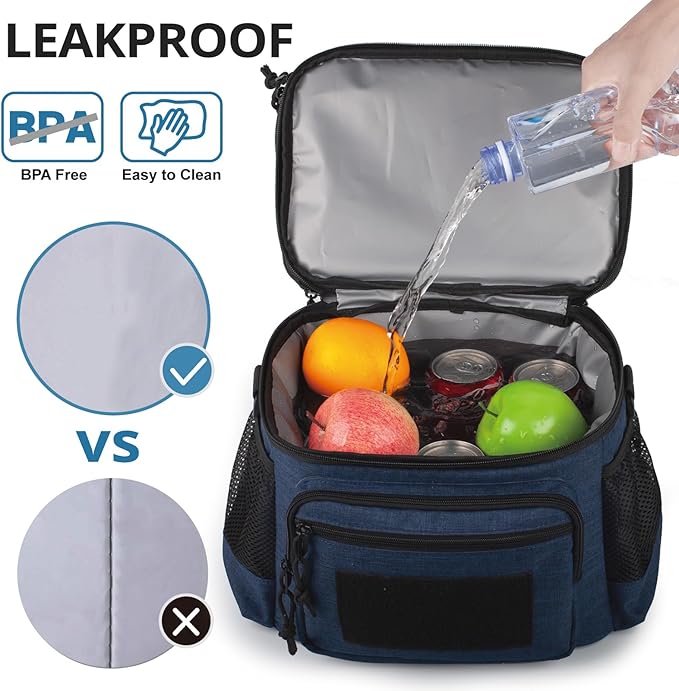 ATRIPACK Lunch Bag for Men, Double Deck Tactical Lunch Box Work with Shoulder Strap MOLLE Webbing Large Lunch Cooler Leakproof Insulated （Blue）