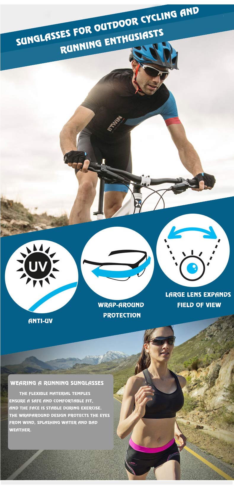 swanoble UV400 2 Sports Sunglasses for Kids Cycling,Light frame Sunglasses for Boys Girls,Youth Softball Baseball Golf (Black+ Red)