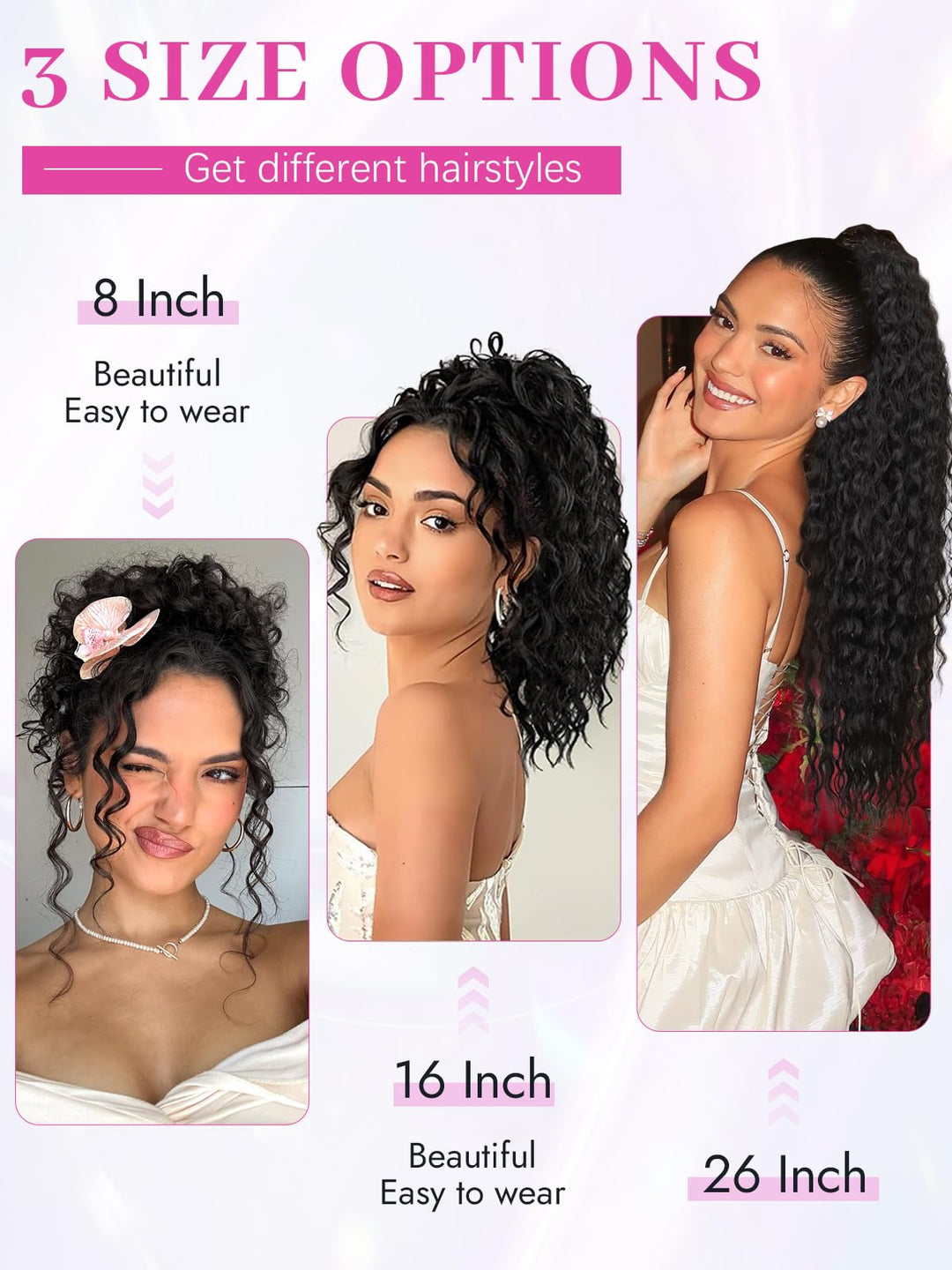 Isaic Ponytail Extension 8 Inch Short Wavy Curly Ponytails Drawstring Ponytail for Black Women Natural Black Pony Tails Hair Extensions Synthetic Hairpiece For Daily Use