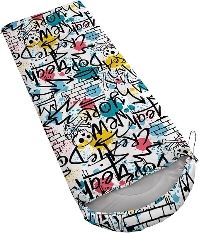 AILONEN Boys Sports Camping Sleeping Bags,Lightweight & Waterproof,3 Season Warm & Cool Weather,Black Player Basketball Sleeping Bags for Kids Adults,Travelling,Outdoors