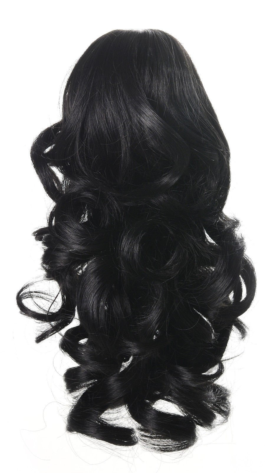 Onedor 12'' Synthetic Fiber Natural Textured Curly Ponytail Clip In/On Hair Extension Hairpiece (1B - Off Black)