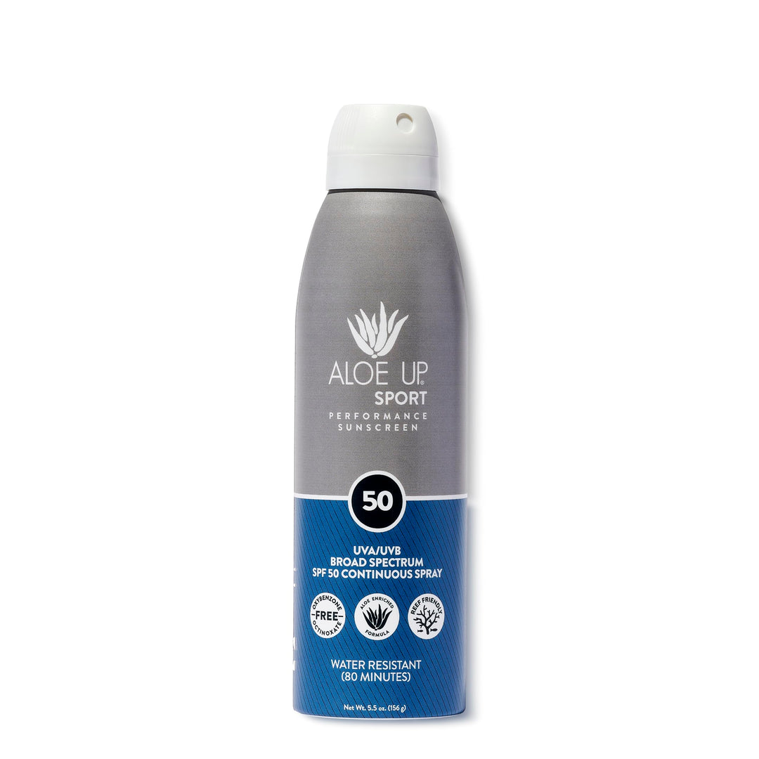 Aloe Up Sport Continuous Spray Sunscreen Spf 50 - Broad Spectrum Uva/Uvb Sunscreen Protector For Face And Body - With Aloe Vera