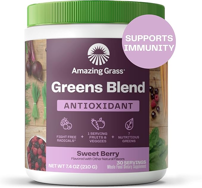 Amazing Grass Greens Blend Antioxidant: Super Greens Powder Smoothie Mix with Organic Spirulina & Greens Blend Superfood for Immune Support: Super Greens Powder Smoothie Mix with Vitamin C