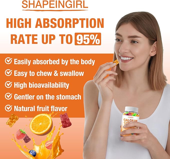 1200mg Calcium Citrate with Vitamin D3, K2, B6 & B12, Calcium Supplements for Women & Men, Plus Magnesium Zinc for Bones, Muscle & Immune Support, High Absorption Fruit Flavor 120 Calcium Gummies