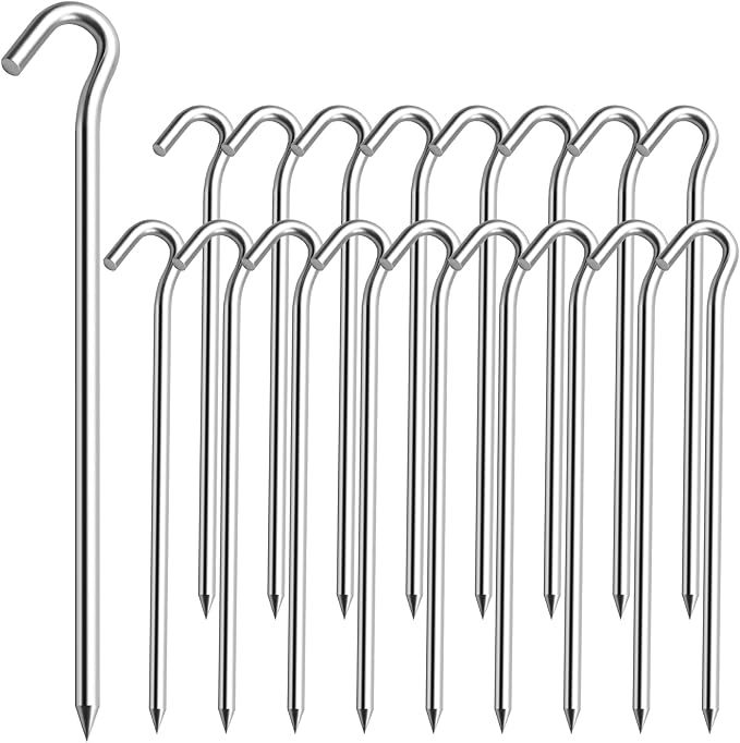 20PCS Aluminum Tent Stakes Pegs with Hooks, Camping Tent Stakes for Outdoor Travel, Professional Ground Stakes for Outdoor Camping, Hard and Light Tent Pegs, Specially Designed for Camping