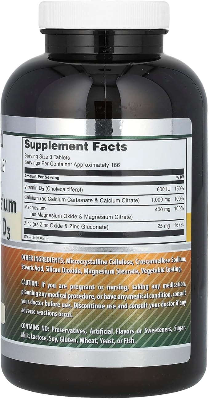 Amazing Formulas Calcium Magnesium Zinc + Vitamin D3 Supplement | 500 Tablets | Non-GMO | Gluten-Free | Made in USA