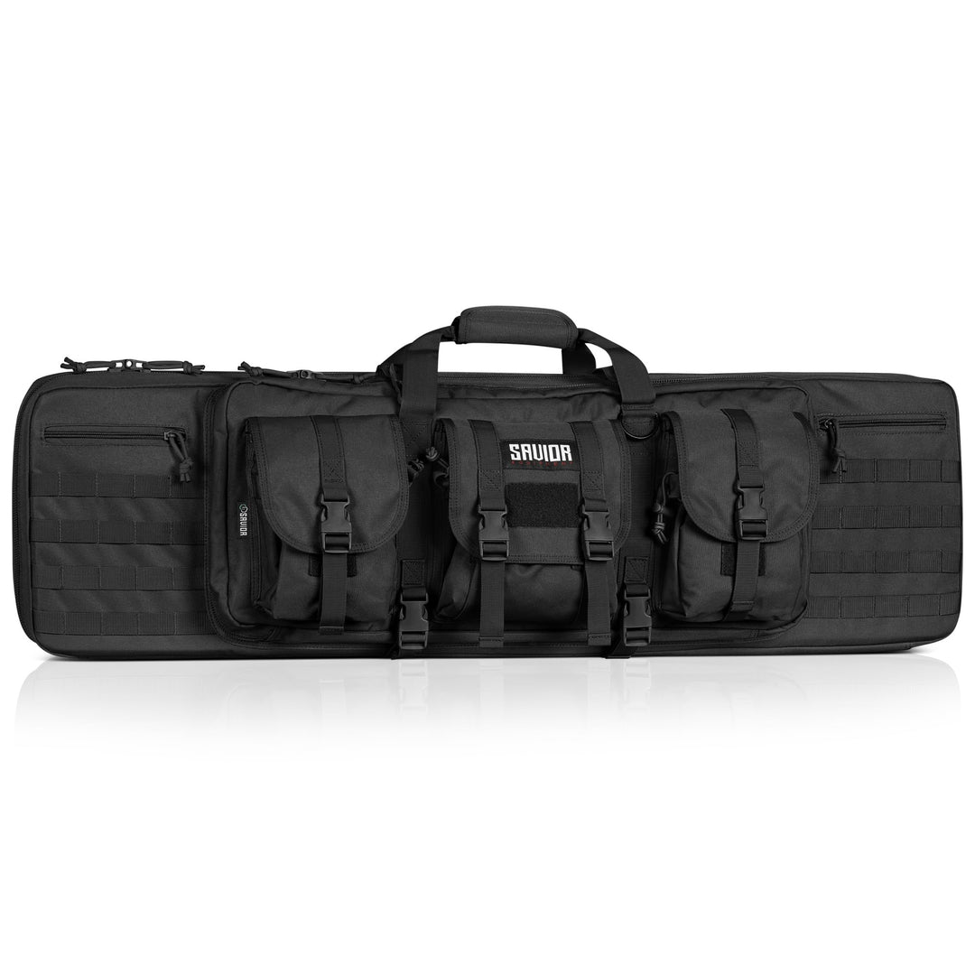 Savior Equipment American Classic Tactical Double Long Rifle Pistol Gun Bag Firearm Transportation Case w/Backpack, 36 Inch Obsidian Black