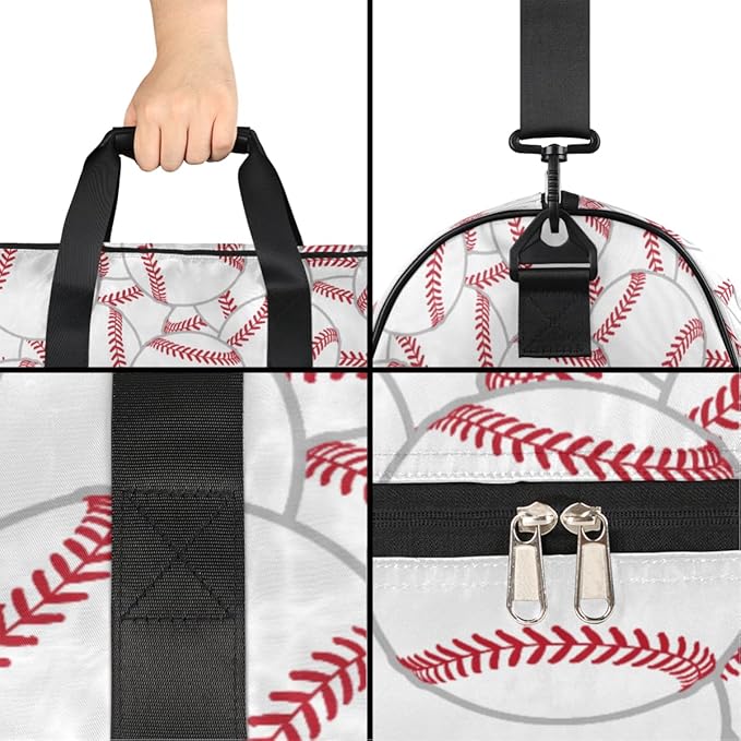 Sprot Baseball Dry Wet Depart Duffle Overnight Bag with Shoes Compartment & Wet Pockets, Water Resistant Weekender Travel Gym Pouch For Swim Gymnastics Ballet Sleepovers