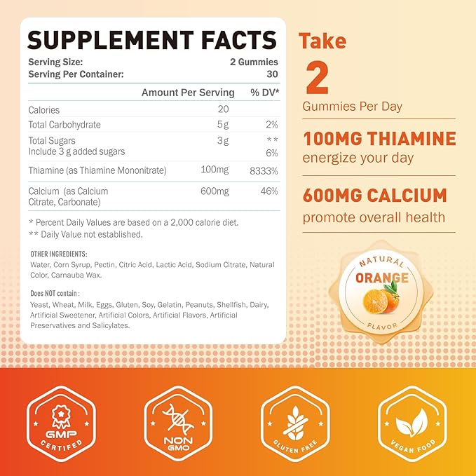 Oregano Oil Gummies & Vitamin B1 Gummies 100mg Bundle Pack | Strength Carvacrol & Thymoquinon | Vitamin B1 as Thiamine