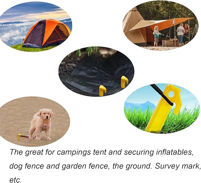 AITIME 30 Pcs 9 Inch Plastic Tent Stakes, Durable Garden Lawn Tarp Stakes, Tent Spikes Nails Pegs Hammer for Outdoor Beach Camping Courtyard Decorative Accessories