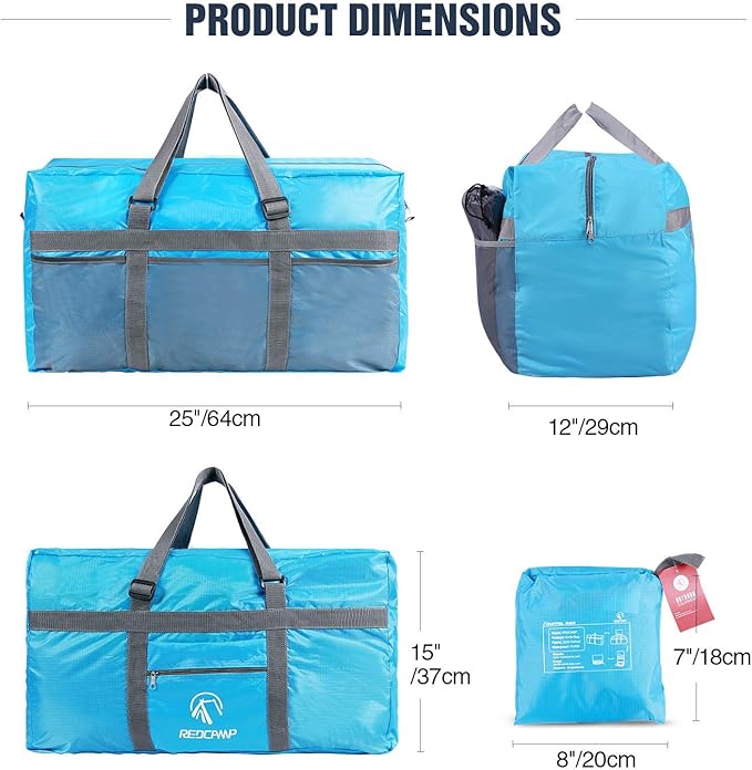 REDCAMP Foldable Travel Bag, Large Sports Bag, 75L/96L/100L, Lightweight Waterproof Tote Bag