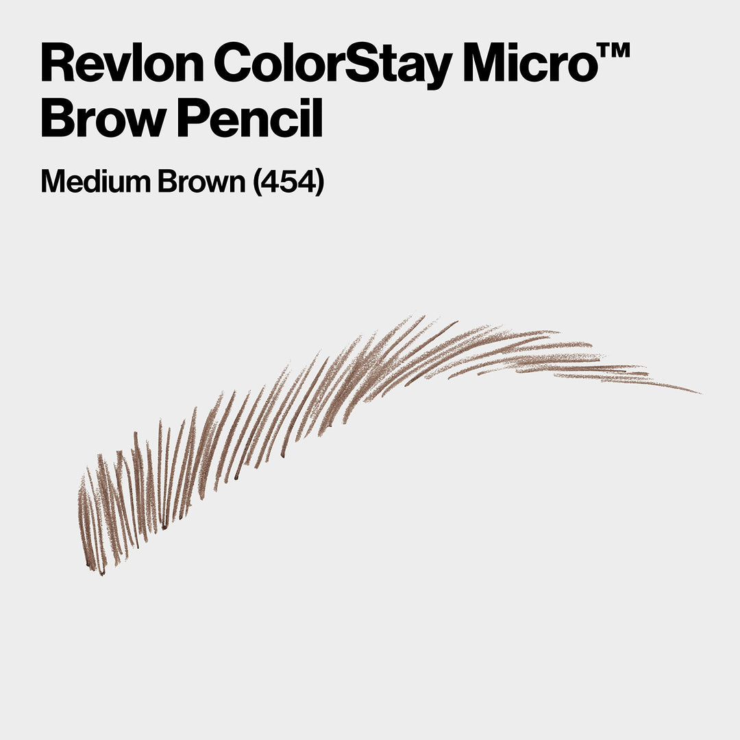 Revlon ColorStay Micro Eyebrow Pencil with Built In Spoolie Brush, Infused with Argan and Marula Oil, Waterproof, Smudgeproof, 454 Medium Brown, 0.003 oz