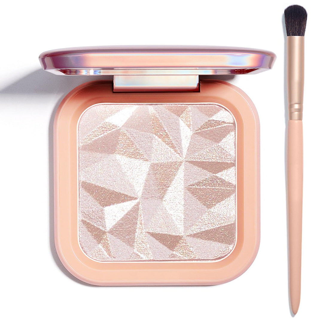 LSxia Highlighter Makeup Palette Shimmer Contour Palette Powder for Brighten Face Contour Gold Cheek Highlight Makeup, Long Lasting Highlighter Powder with Mirror for Illuminator Makeup (NUDE PINK)