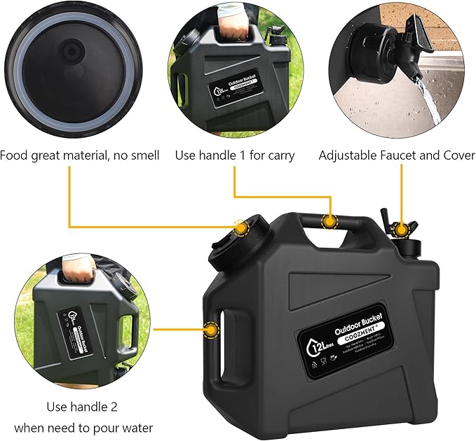 3.2 Gallon/5 Gallon Water Containers with Spigot, BPA Free Water Jug, Military Green Water Tank, Multifunction Water Storage Containers for Camping Outdoor Hiking,Emergency Stroage