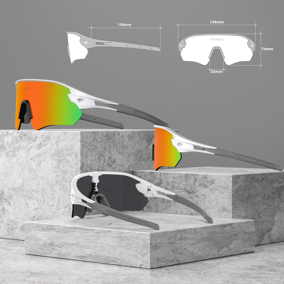 Sunglasses for Men Women Bike Cycling Fishing Running Driving Mountaineering Sports Sunglasses UV Protecting Non-Polarized Z87 TR02EV (White Grey&Orange REVO)