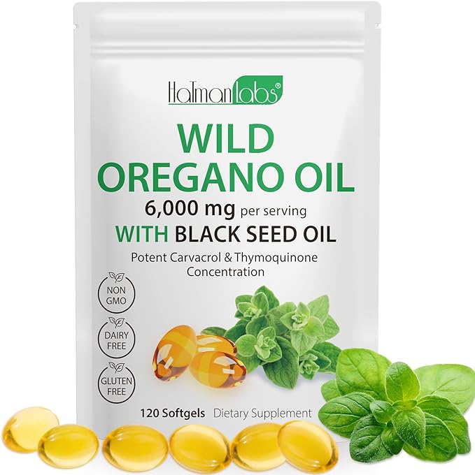 Oil of Oregano Softgels,Oregano Oil Capsules Organic,2-in-1 6000mg Oil of Oregano with Black Seed Oil 200mg,Oregano Oil with Black Seed Oil Softgels,120 Softgel Capsules