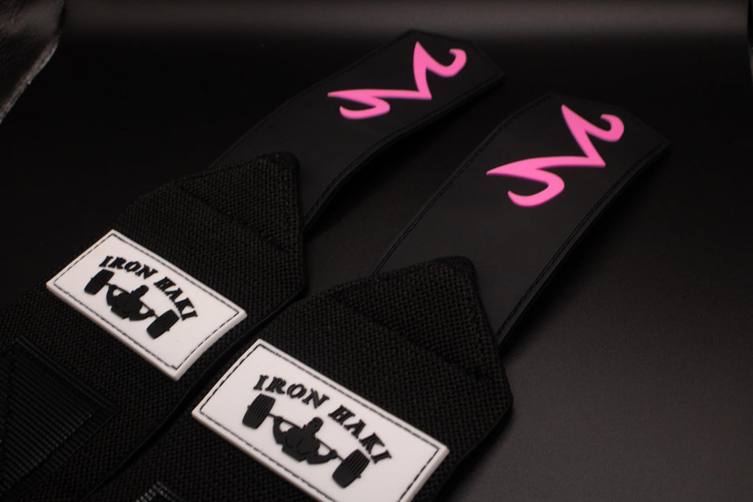 Anime Wrist Wraps Ideal for Weightlifting, Powerlifting, and CrossFit. One Size Fits All. Premium Wrist Support for Gym Workouts (Black/Pink)