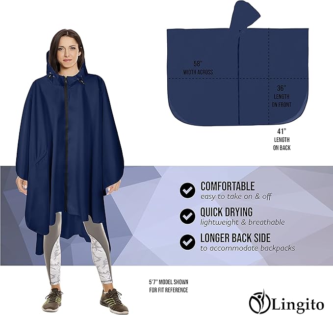 Heavy Duty Rain Poncho for Backpacking, Waterproof Lightweight for Adults, Military, Emergency, Camping, Men, Women