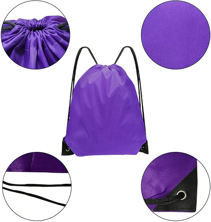 Drawstring Bags Bulk 14 Pcs Drawstring Backpack Bulk Cinch Bag Sackpack for Men Women Gym (Purple)