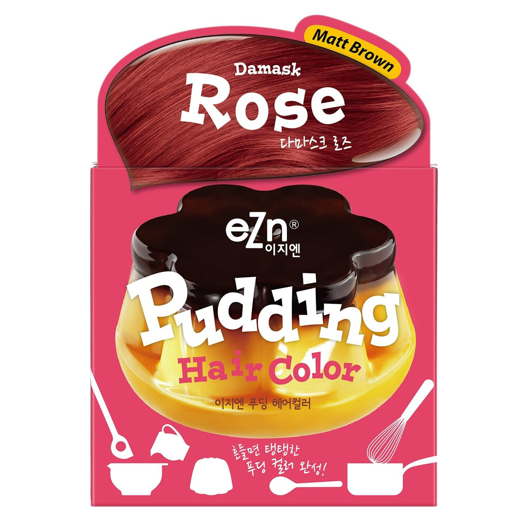Ezn Pudding Hair Dye Ammonia Free Semi-Permanent Self Hair Dye Diy Kit Included Contain Keratin Made In Korea Beauty (Damask Ros