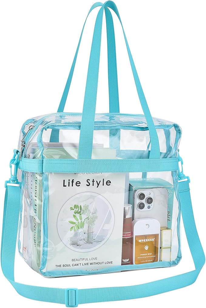 USPECLARE Clear Tote Stadium Approved, Security Travel & Gym Clear Bag for Work Sports Games Concerts