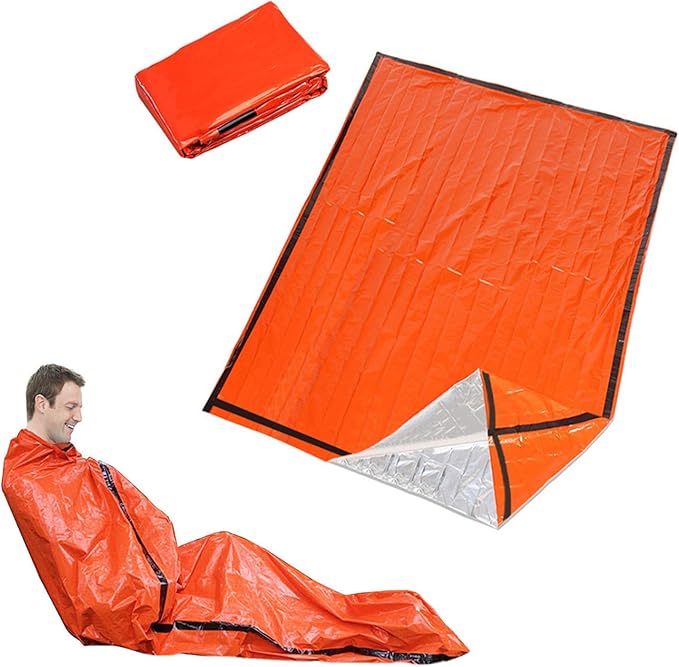 2-Person Emergency Sleeping Bag, Ultra Lightweight Waterproof Thermal Bivy Sack Cover, XL Emergency Shelter Survival Kit for Hiking Outdoor Camping …