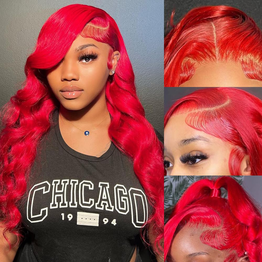 Avolo Red Lace Front Wigs Human Hair Red Wig Human Hair 13x4 Body Wave Red Human Hair Wigs HD Red Frontal Wigs Human Hair Red Colored Wig Human Hair Glueless Wigs Human Hair 180% Density 20 Inch