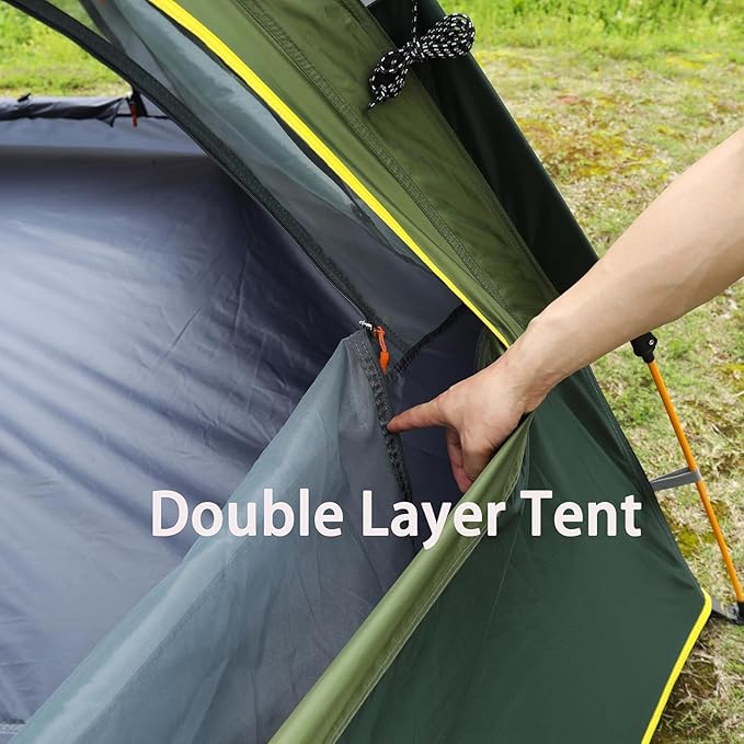 Camping Tent with Instant Setup, 2/3 Person Weatherproof Tent Easy Quick Set Up in 60 Seconds with Rainfly Backpack Tent for Family Camping & Hiking, Upgraded Ventilation,Center Height 66-inch