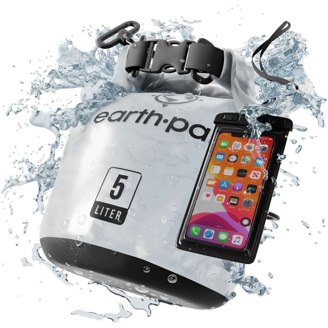Earth Pak Waterproof Dry Bag - Roll Top Waterproof Backpack Sack Keeps Gear Dry for Kayak with Waterproof Phone Case