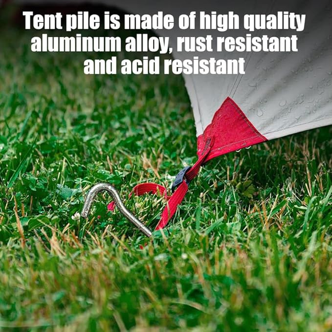 20PCS Aluminum Tent Stakes Pegs with Hooks, Camping Tent Stakes for Outdoor Travel, Professional Ground Stakes for Outdoor Camping, Hard and Light Tent Pegs, Specially Designed for Camping