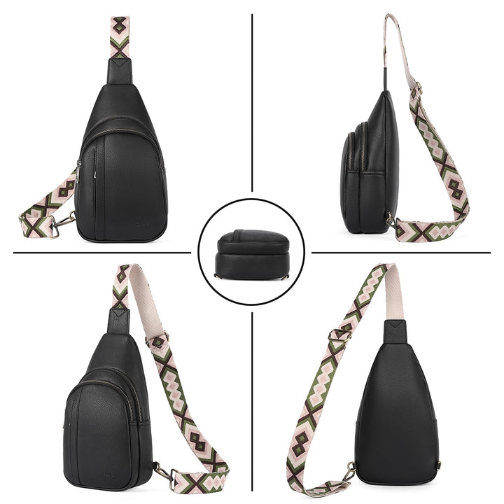CLUCI Sling Bag Crossbody Bags for Woman Leather Cross Body Bag Sling Backpack Crossbody Backpack Casual Daypack for Travel Black