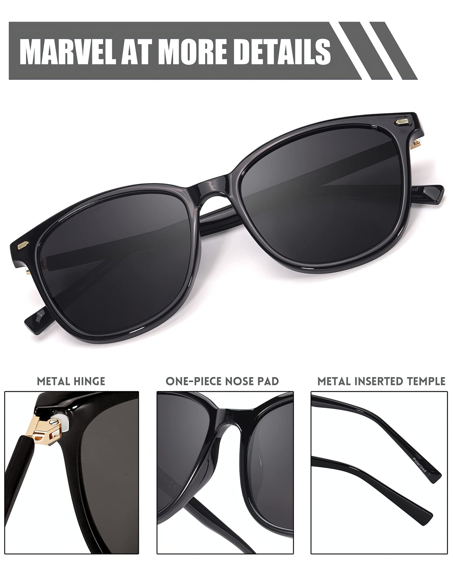 Myiaur Women's Polarised Sunglasses with Retro Mirrored Lens & UV400 Protection - Trendy & Stylish Large Glasses